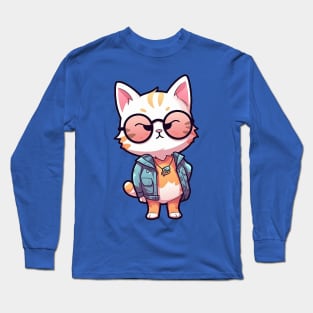 A cute kitty wearing street fashion Long Sleeve T-Shirt